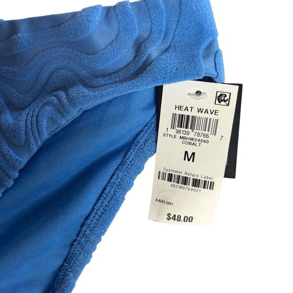 Bar III Blue Textured 2 Piece Swimsuit Hankey Top Tankini Bikini Size S/M NEW - Picture 9 of 15